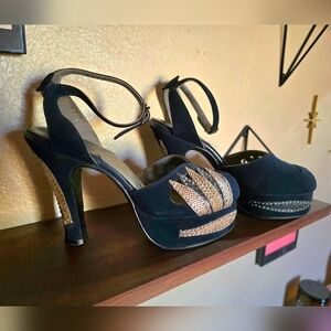 40s vintage platform ankle peeptoe pinup heels